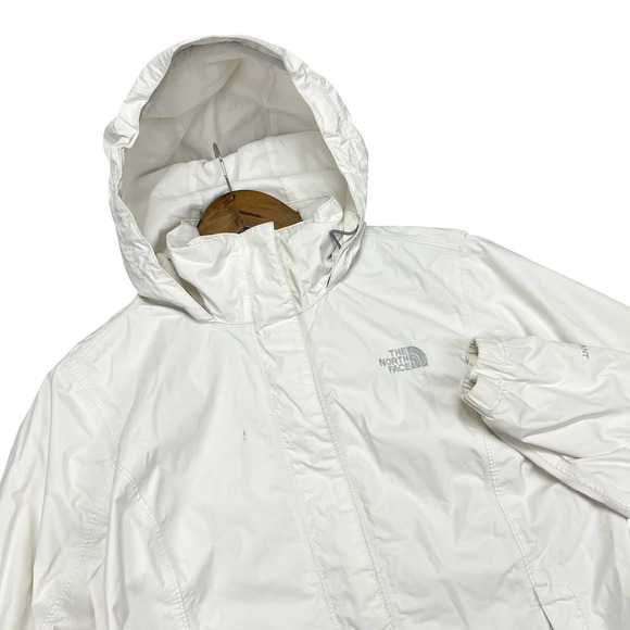 The North Face White Waterproof Windbreaker Jacket Hooded Womens Medium Outdoor - Picture 1 of 9